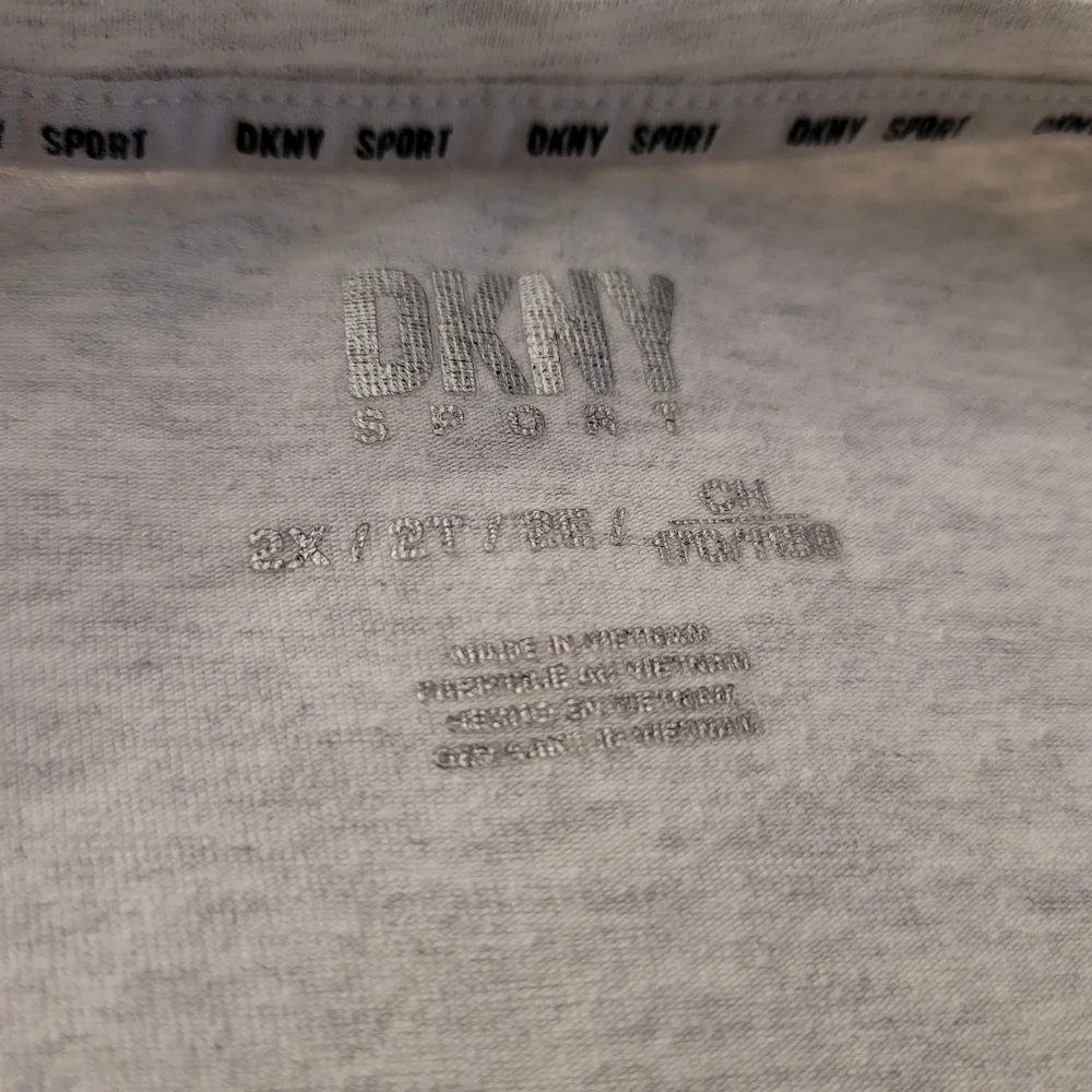 DKNY Sport Cotton Stretch Plus Size Tee Neon Logo Pink Orange Yellow Light Grey - Picture 4 of 12